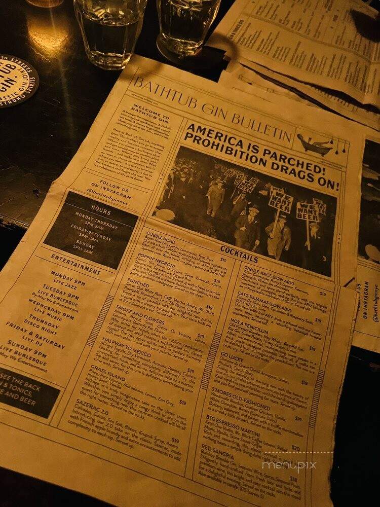 Bathtub Gin - New York, NY menu_pic