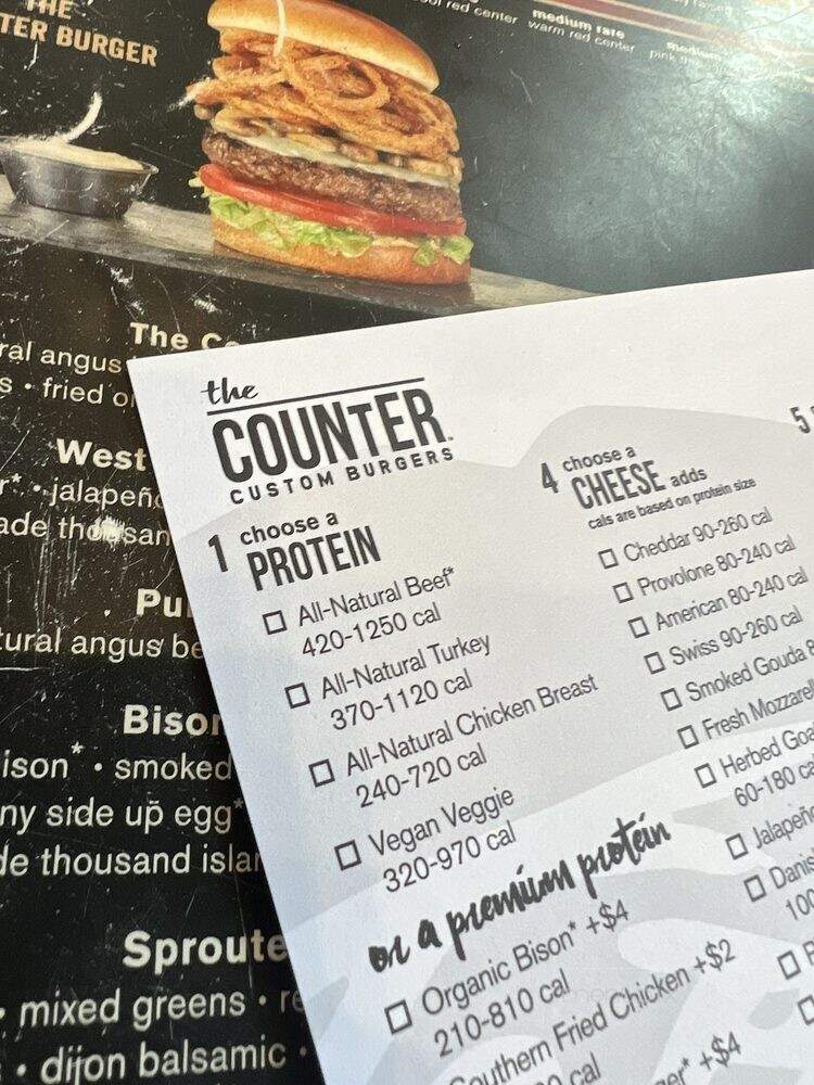 The Counter: Custom Built Burgers - New York, NY menu_pic