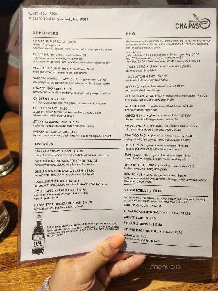 ChaPa's Noodles and Grill - New York, NY menu_pic