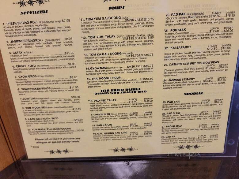 Jasmine Thai Cuisine - Chesapeake, VA menu_pic