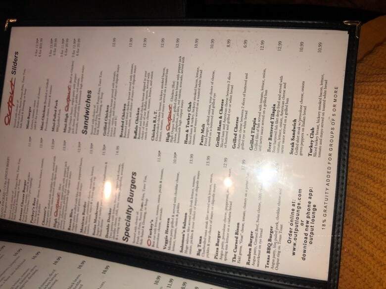 Output Sports Lounge - Chicago, IL menu_pic