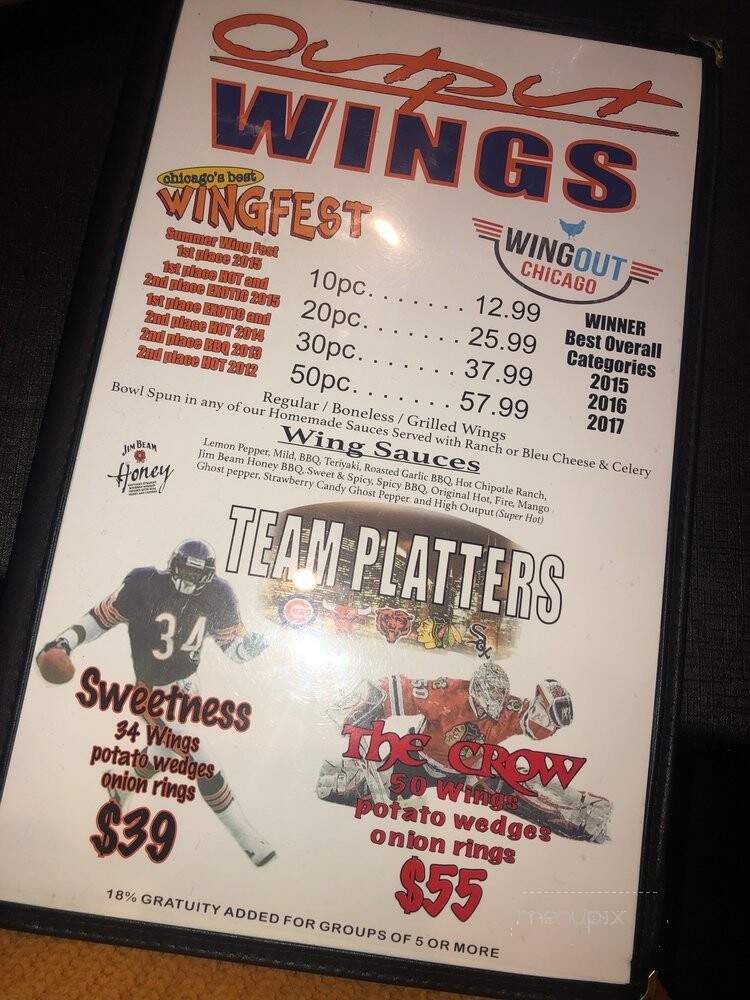 Output Sports Lounge - Chicago, IL menu_pic