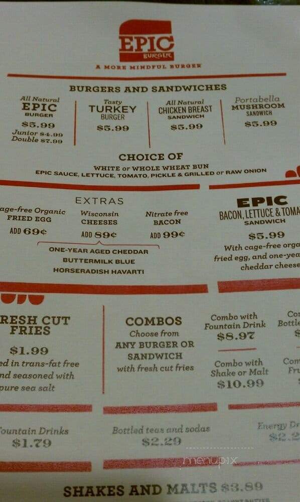 Epic Burger - Chicago, IL menu_pic