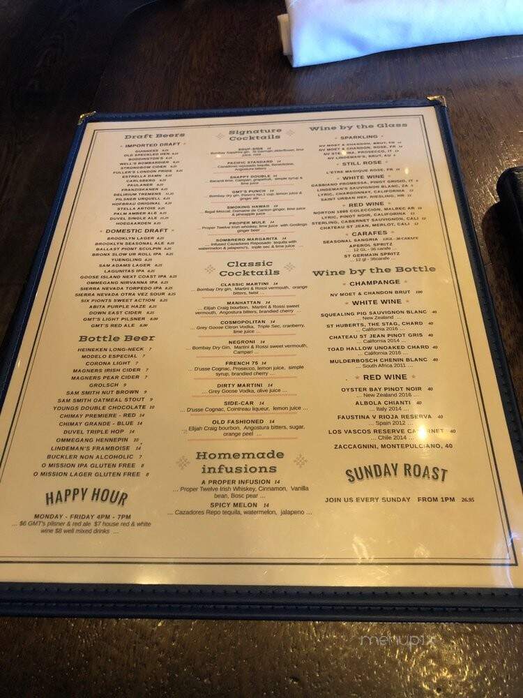 Gmt Tavern - New York, NY menu_pic