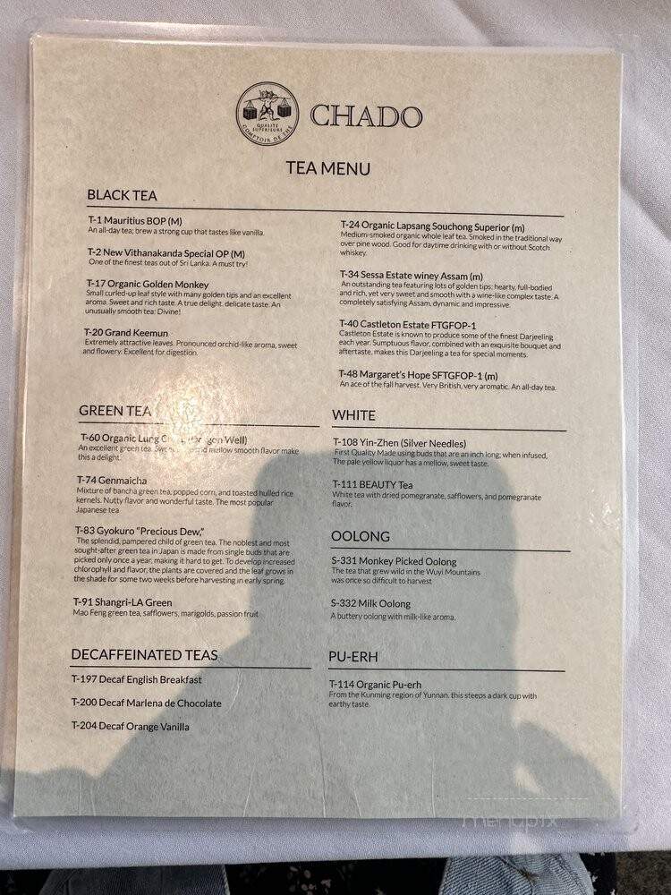 Chado Tea Room - Los Angeles, CA menu_pic