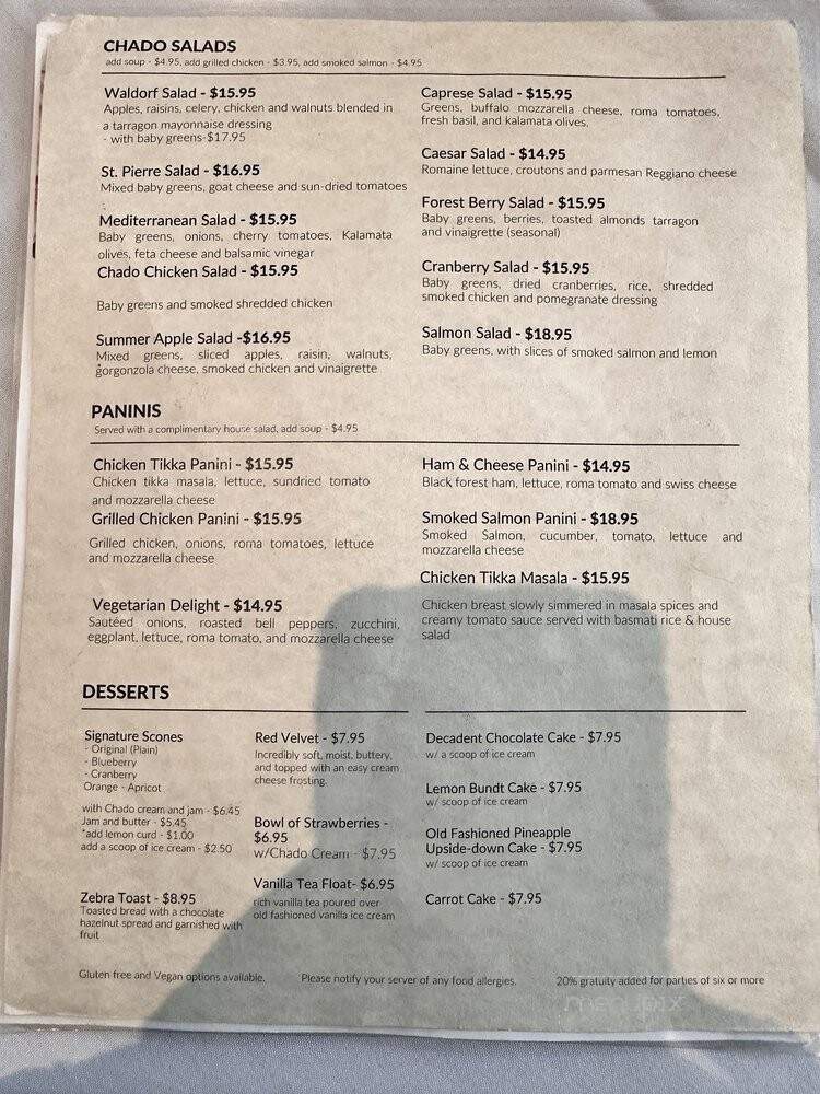 Chado Tea Room - Los Angeles, CA menu_pic