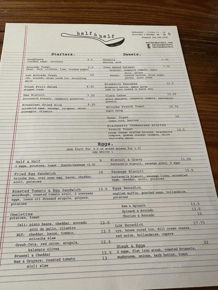 Half Half - Clayton, MO menu_pic