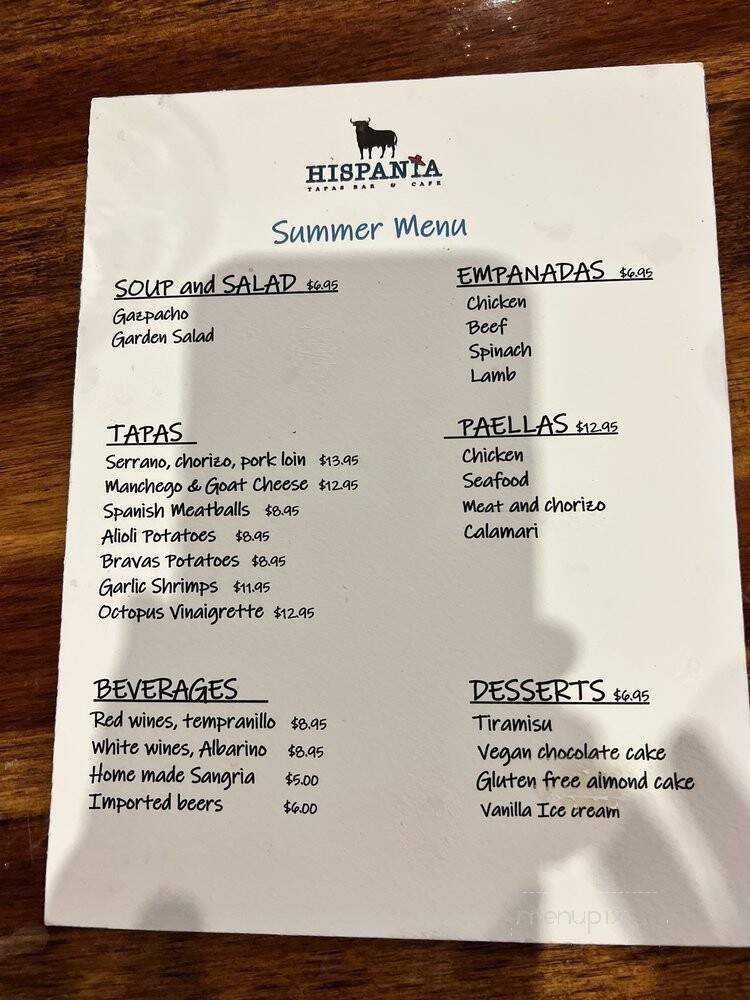 Hispania Tapas Bar and Cafe - Clearwater, FL menu_pic