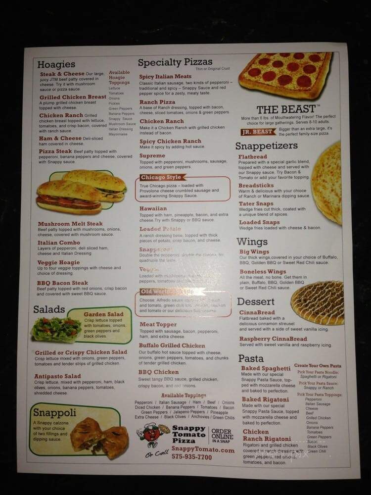Snappy Tomato Pizza - Clovis, NM menu_pic