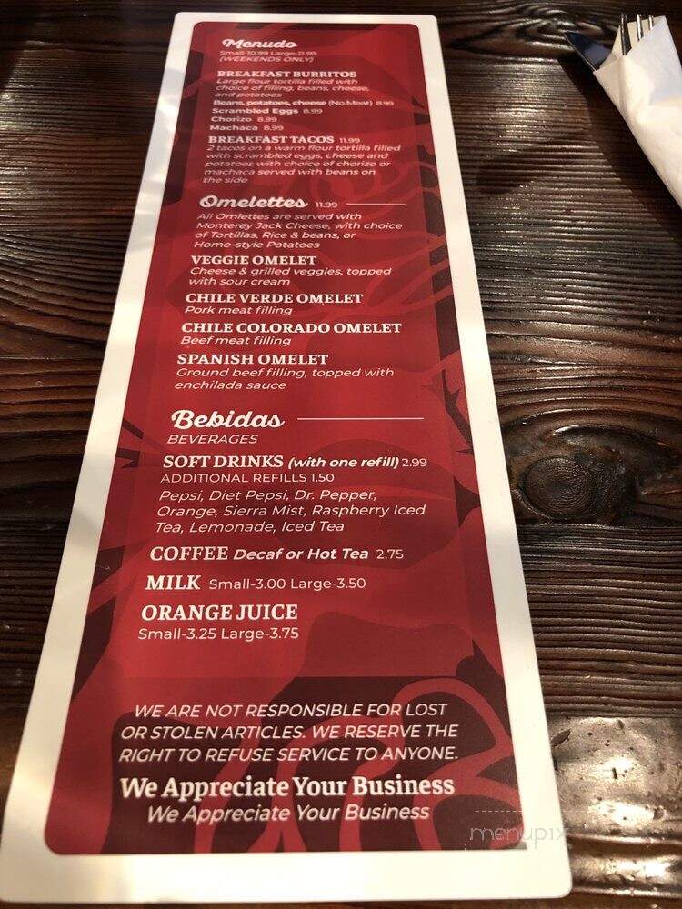 Rosa Linda's - Clovis, CA menu_pic