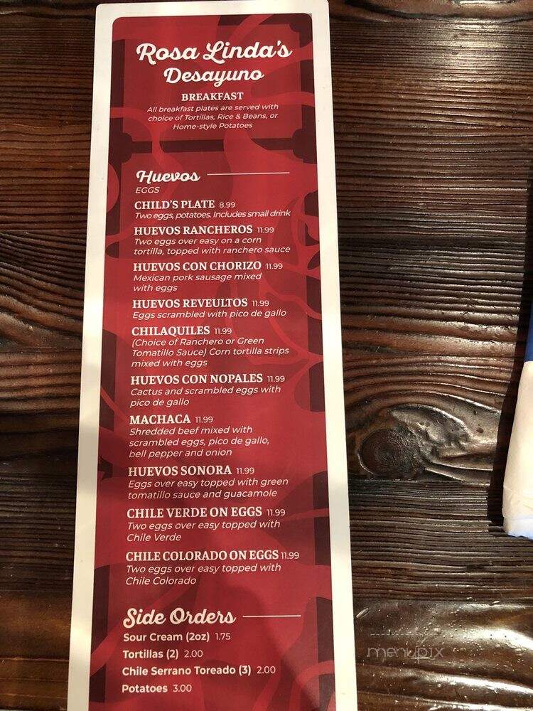 Rosa Linda's - Clovis, CA menu_pic