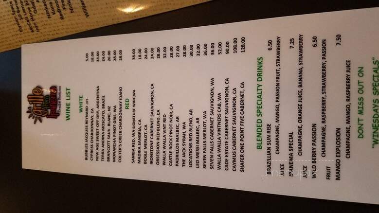 The Grille from Ipanema - Coeur D'Alene, ID menu_pic