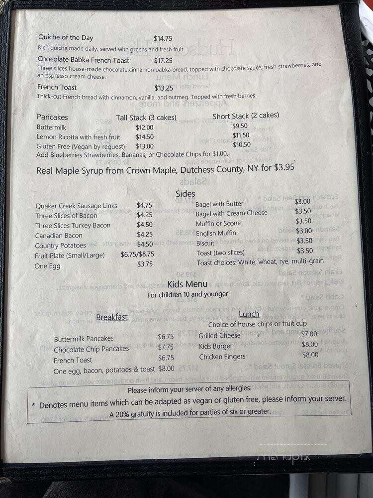 Hudson Hil's - Cold Spring, NY menu_pic