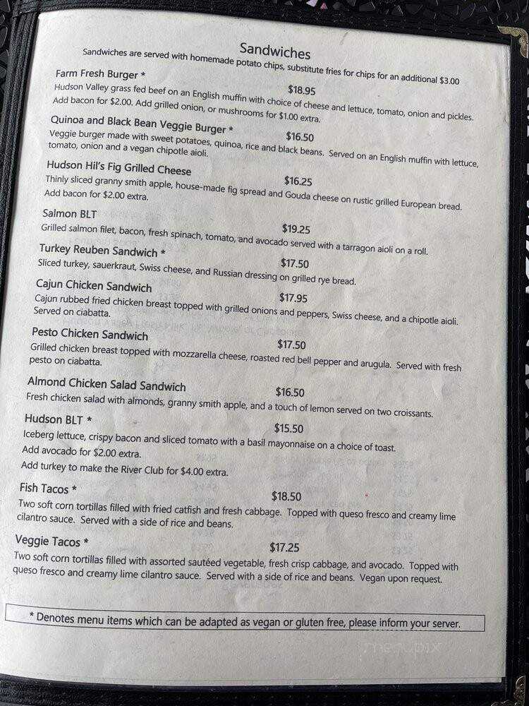 Hudson Hil's - Cold Spring, NY menu_pic