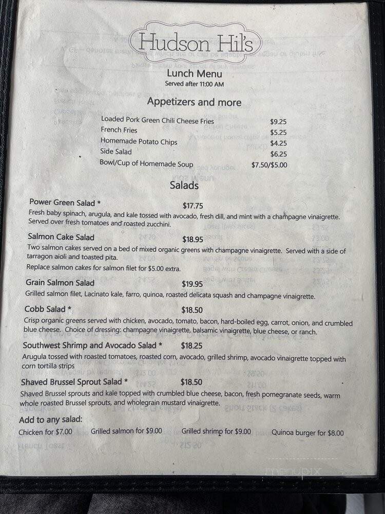 Hudson Hil's - Cold Spring, NY menu_pic
