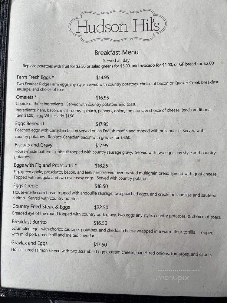 Hudson Hil's - Cold Spring, NY menu_pic