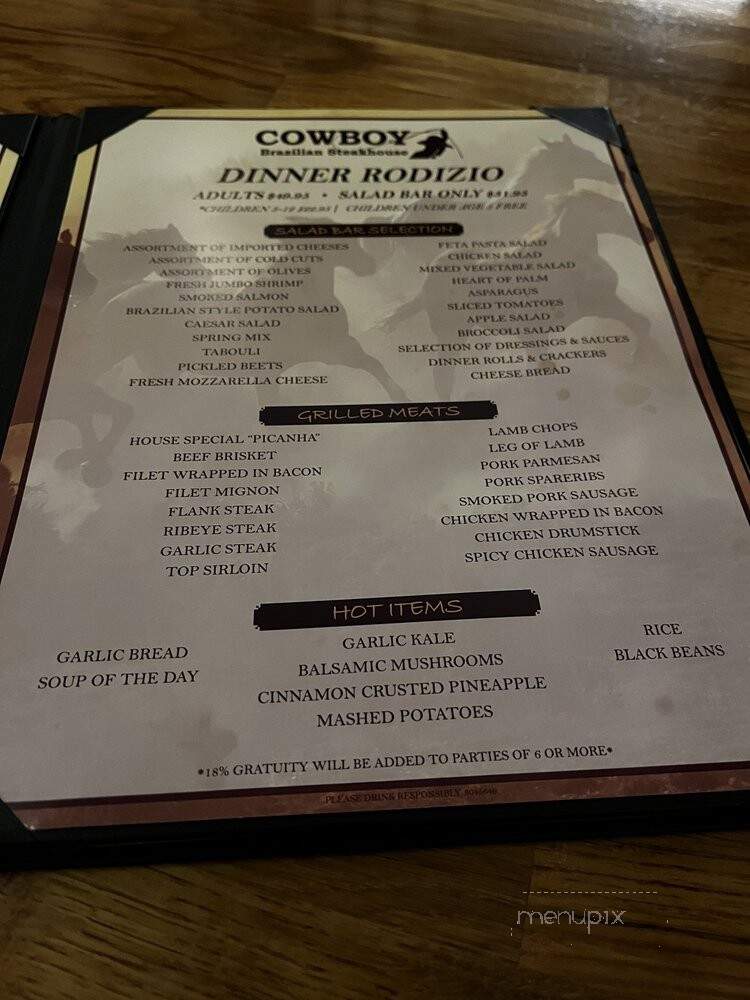 Cowboy Brazilian Steakhouse - Columbia, SC menu_pic