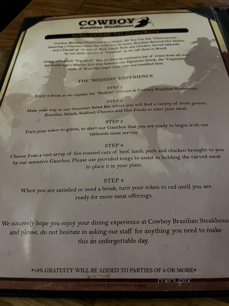 Cowboy Brazilian Steakhouse - Columbia, SC menu_pic