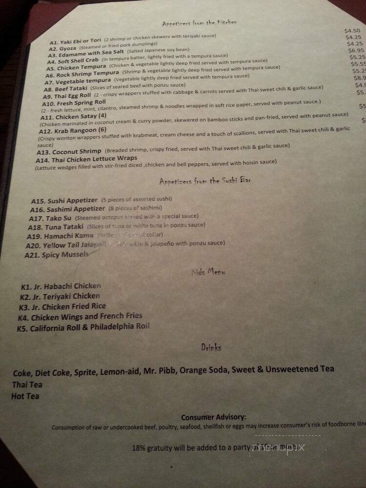 Wasabi Sushi and Thai - Columbus, GA menu_pic