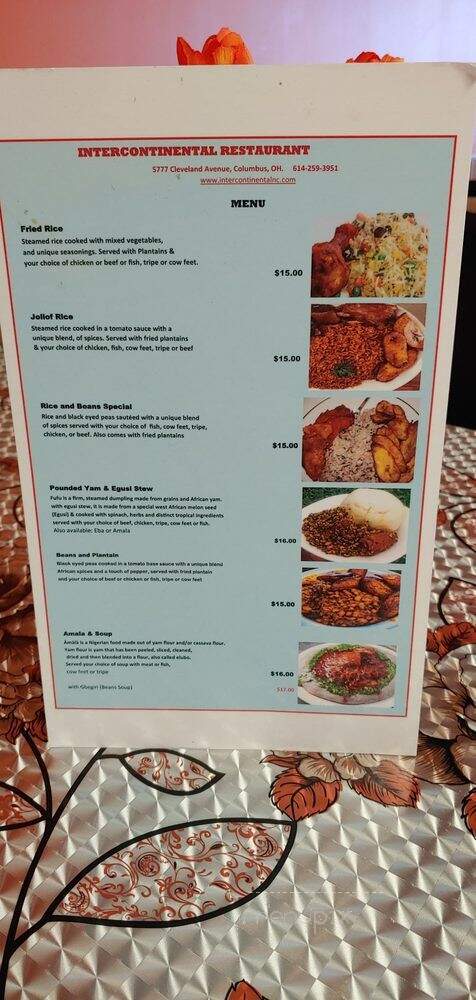 Intercontinental Restaurant - Columbus, OH menu_pic