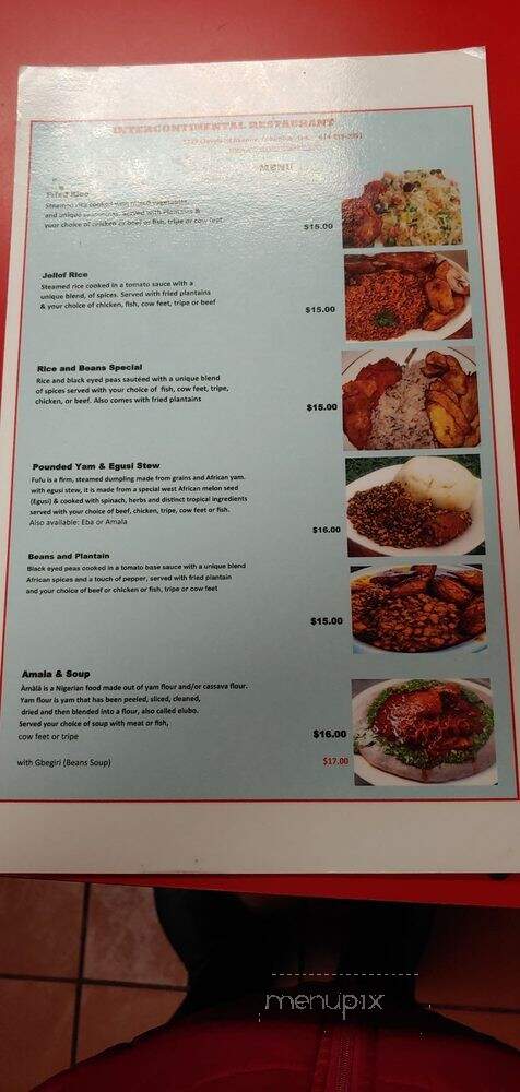 Intercontinental Restaurant - Columbus, OH menu_pic