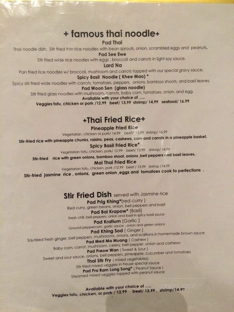 Mai Thai - Concord, NC menu_pic