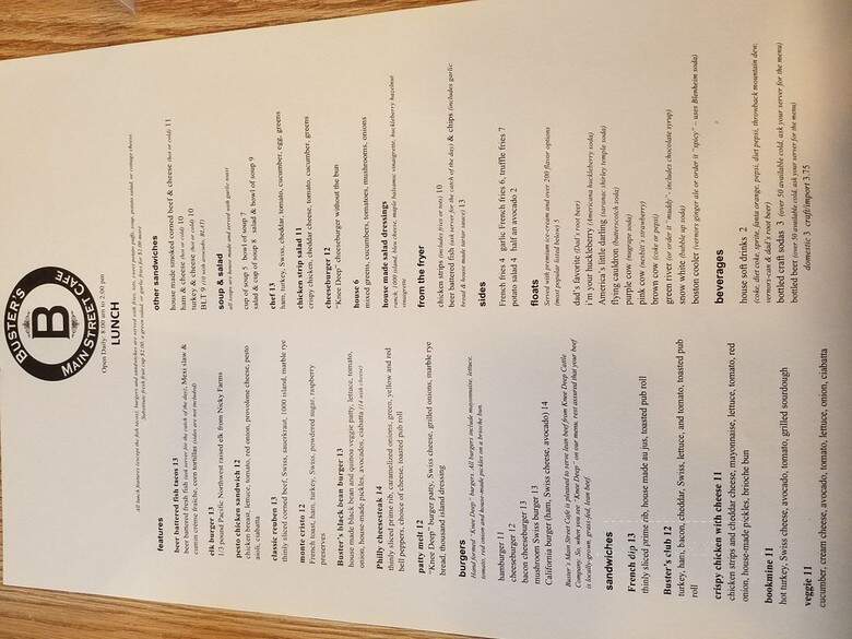 Buster's Main Street Cafe - Cottage Grove, OR menu_pic