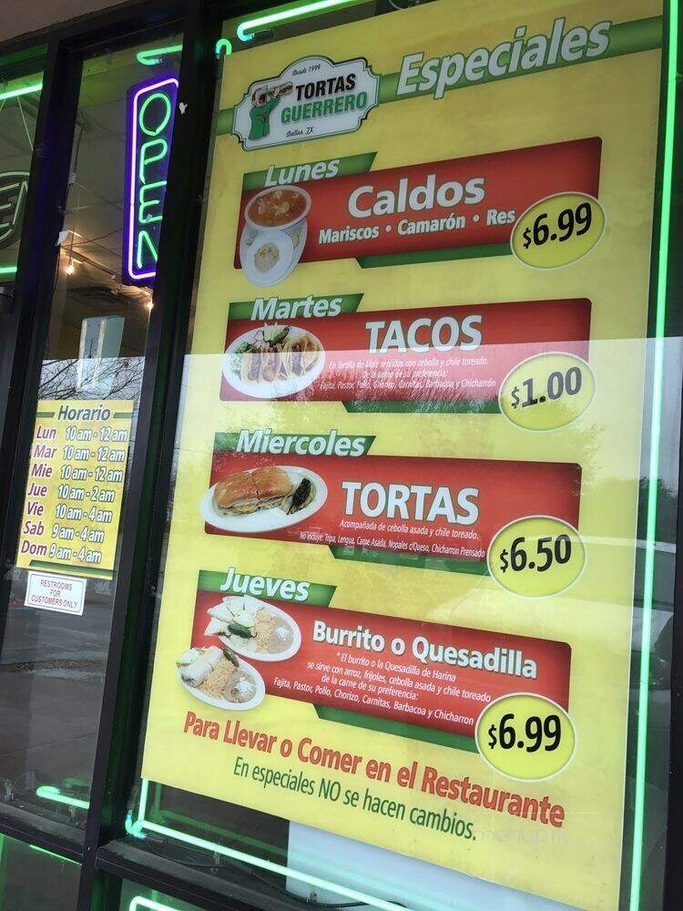 Torteria Guerrero - Dallas, TX menu_pic