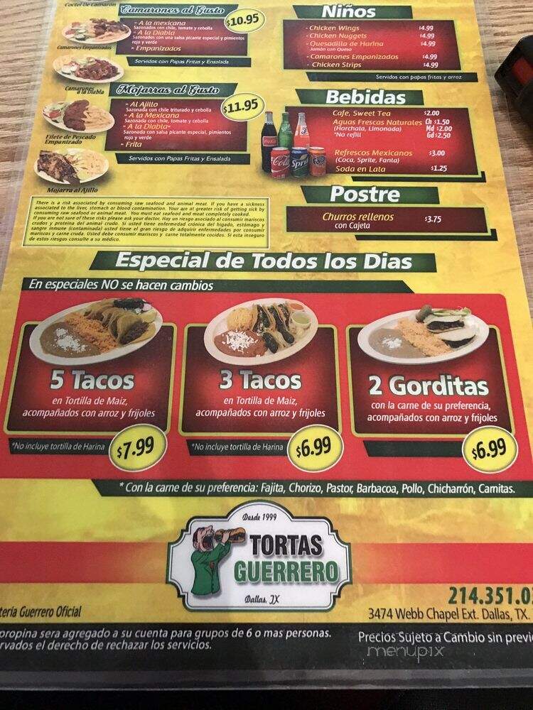 Torteria Guerrero - Dallas, TX menu_pic