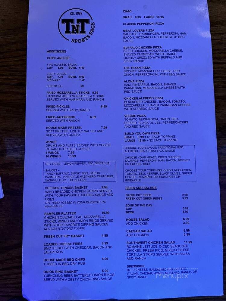 TNT Sports Page - Dallas, TX menu_pic