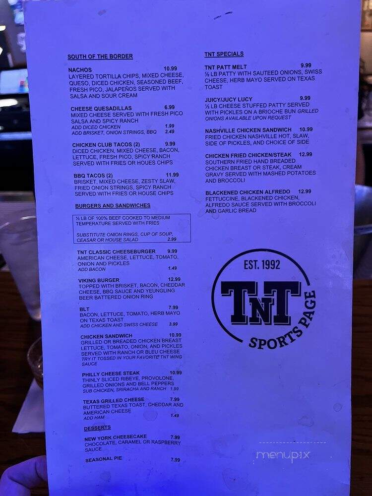 TNT Sports Page - Dallas, TX menu_pic