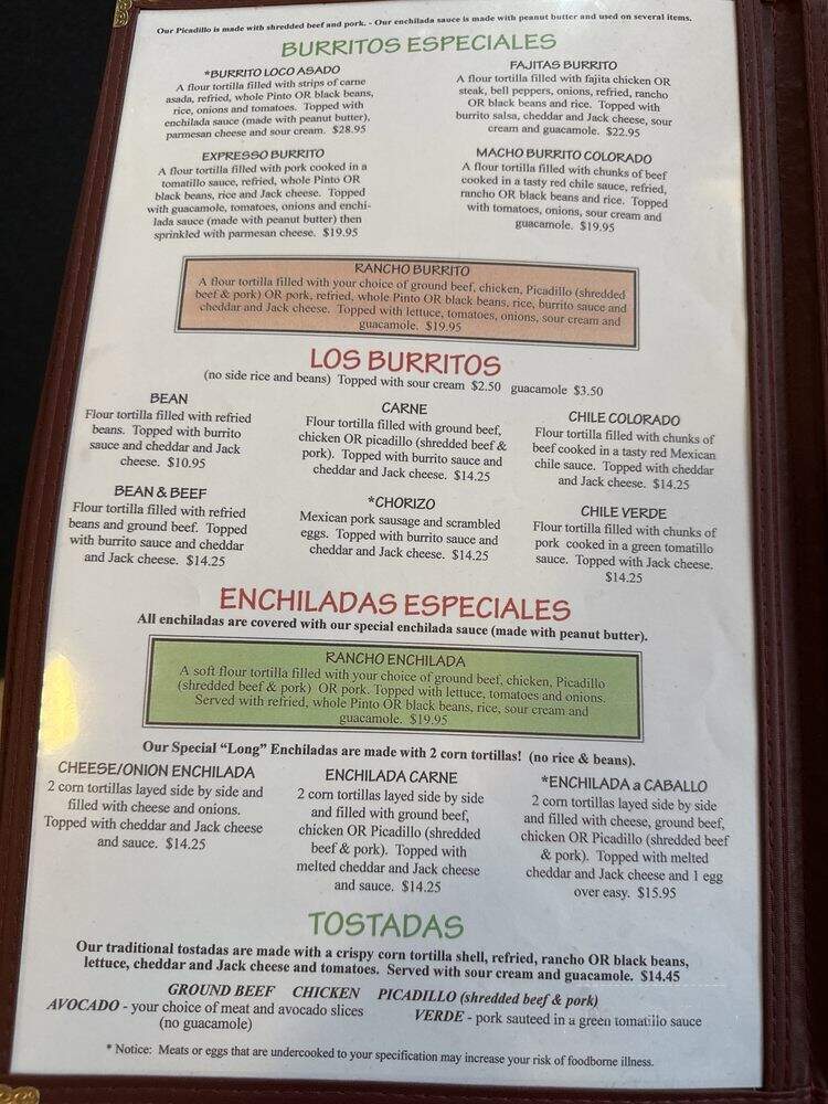 El Ranchito - Davenport, WA menu_pic