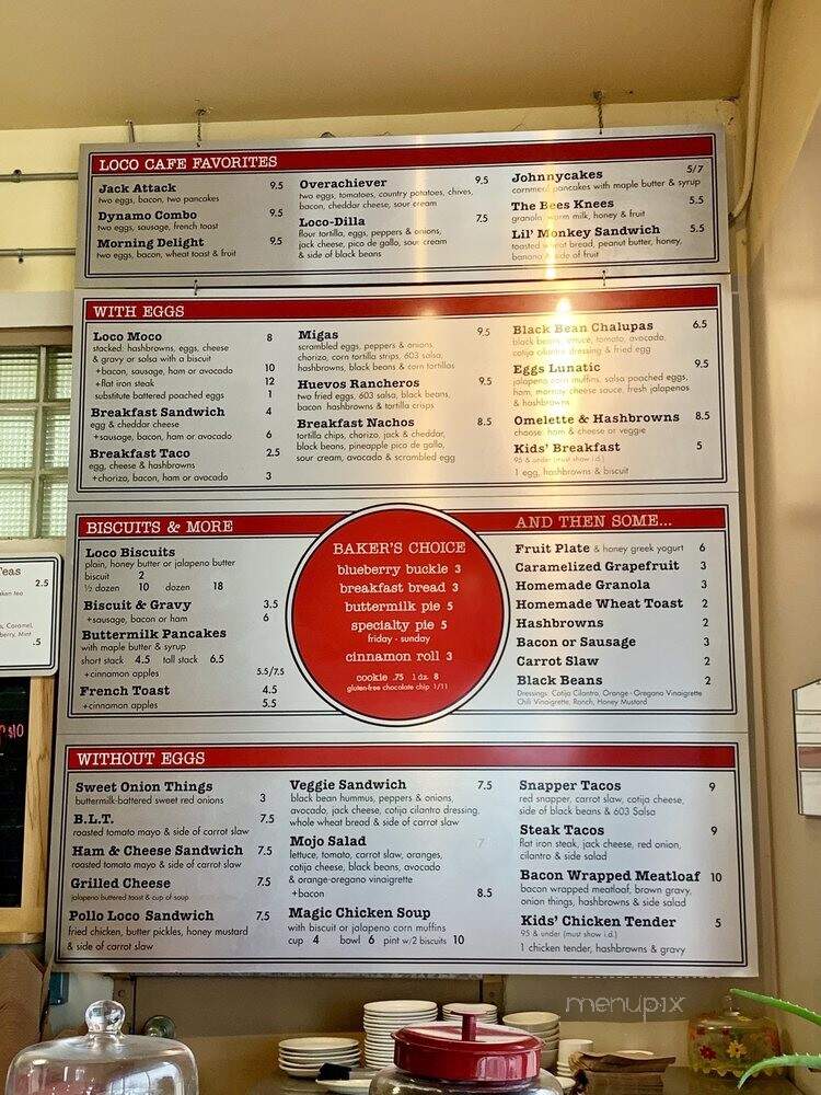 Loco Cafe - Denton, TX menu_pic
