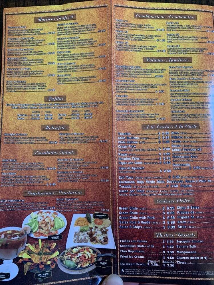 Taqueria el Valle Mexican restaurant - Denver, CO menu_pic