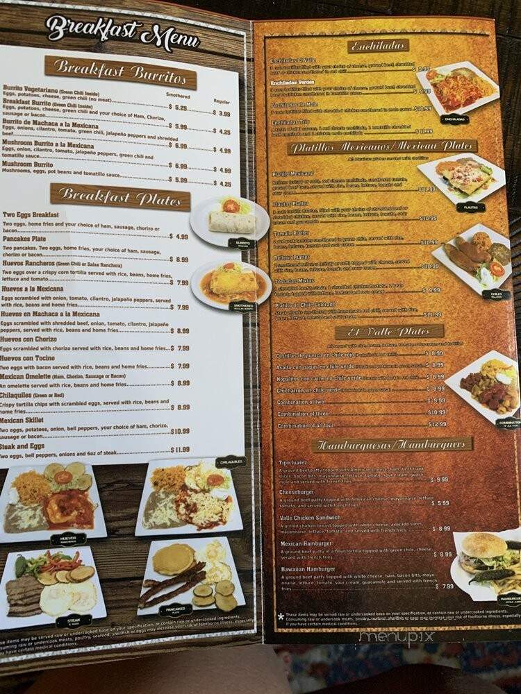 Taqueria el Valle Mexican restaurant - Denver, CO menu_pic