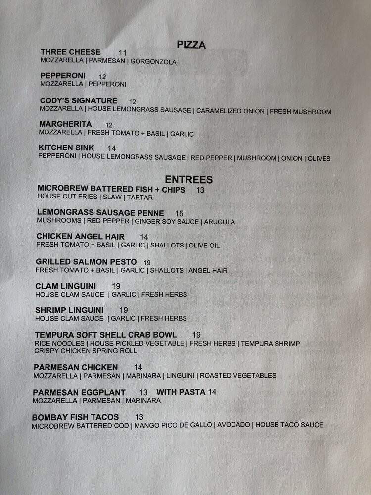 Cody's Cafe and Bar - Denver, CO menu_pic
