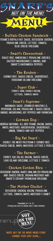 Snarf's Sub Shop - Denver, CO menu_pic
