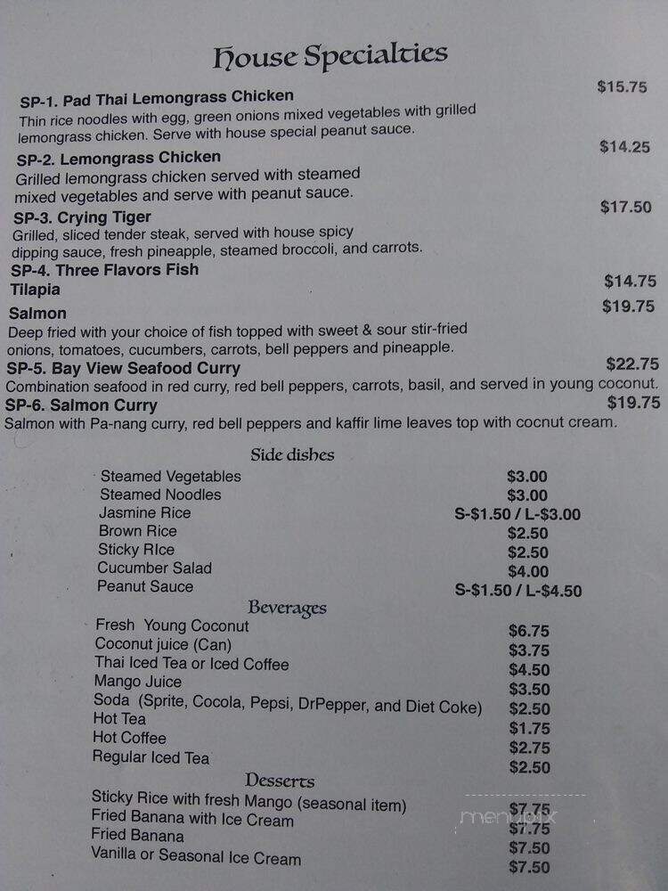Thai Bay - Depoe Bay, OR menu_pic
