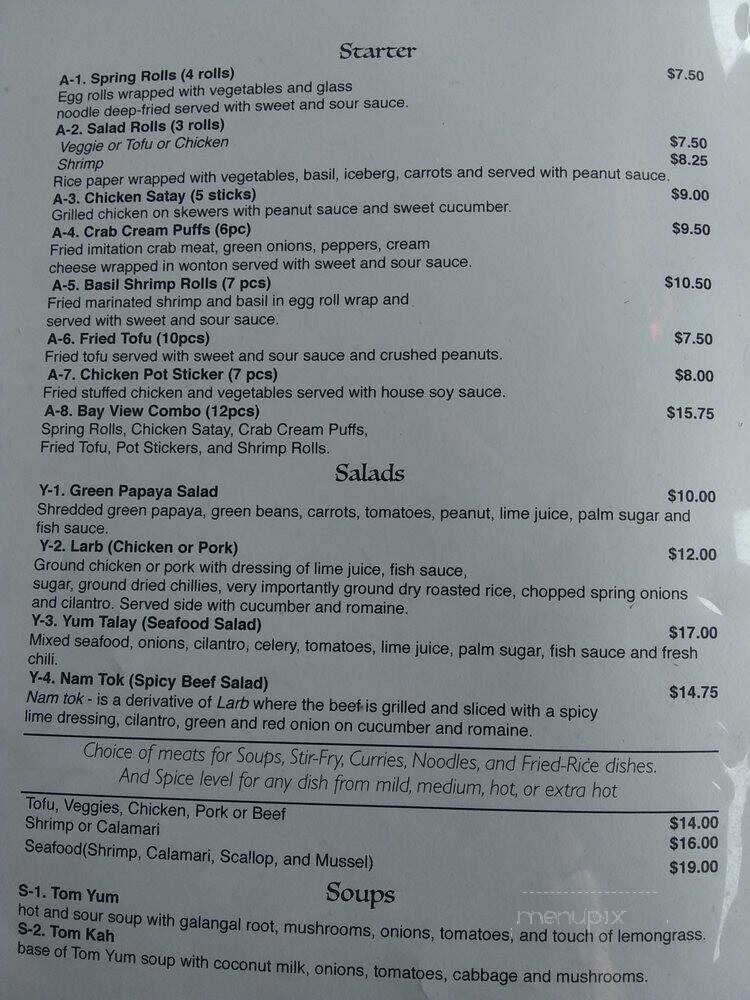 Thai Bay - Depoe Bay, OR menu_pic