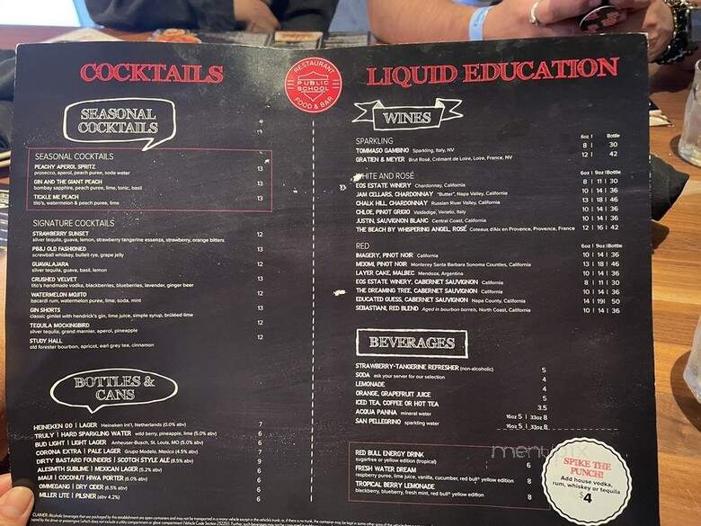 Public School 612 - Los Angeles, CA menu_pic