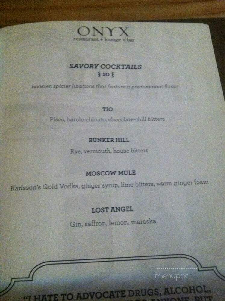 Onyx - Los Angeles, CA menu_pic