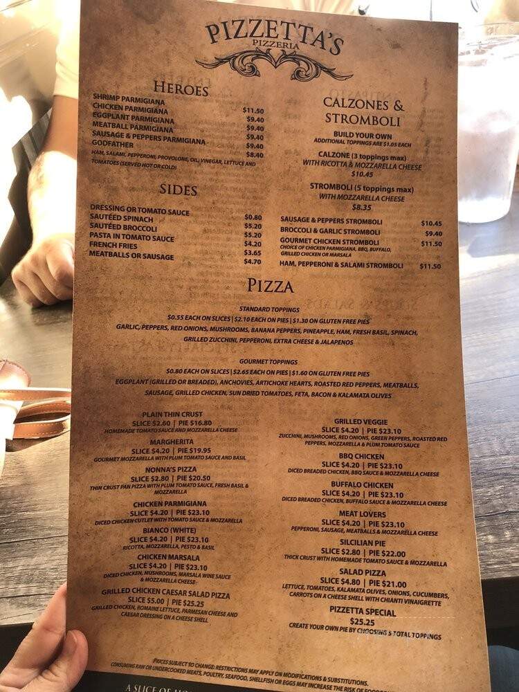 Pizzetta's Pizzeria - Wilmington, NC menu_pic