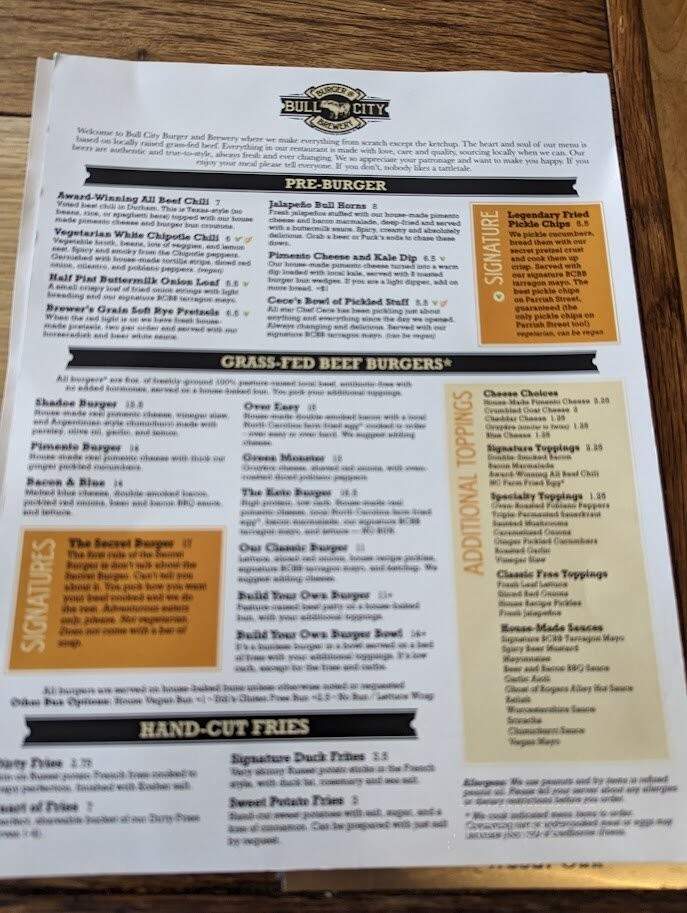 Bull City Burger and Brewery - Durham, NC menu_pic