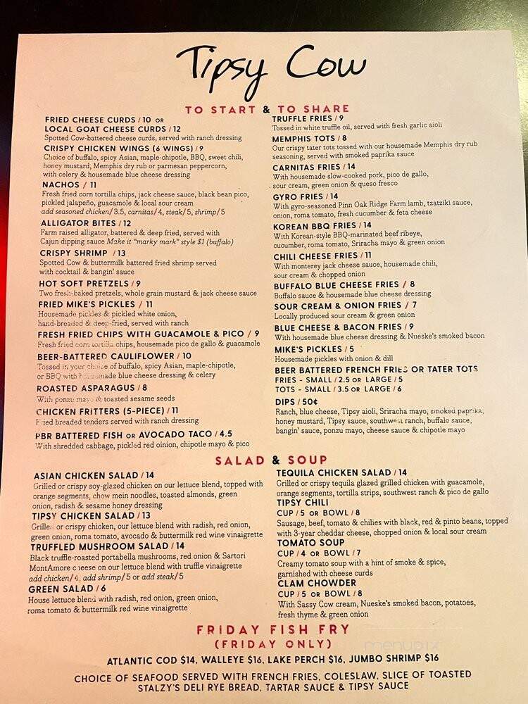 Tipsy Cow - Madison, WI menu_pic
