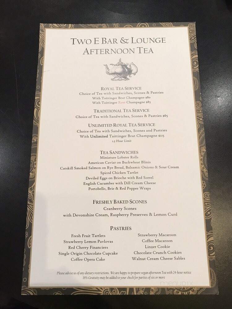 Two E Bar-Lounge - New York, NY menu_pic