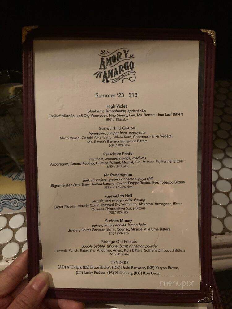 Amor y Amargo - New York, NY menu_pic