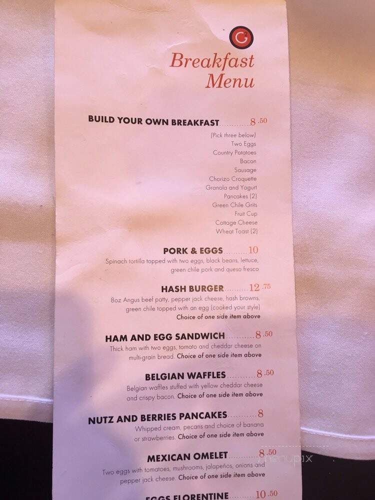 G2 - El Paso, TX menu_pic