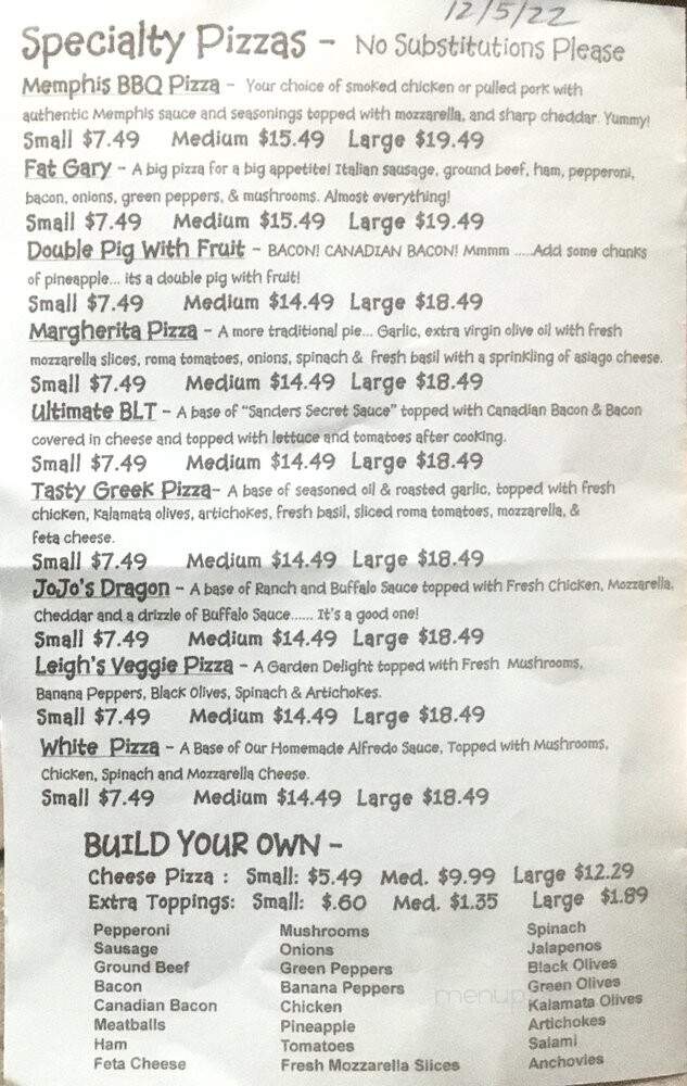 Blue Ridge Pizza Company - Etowah, NC menu_pic