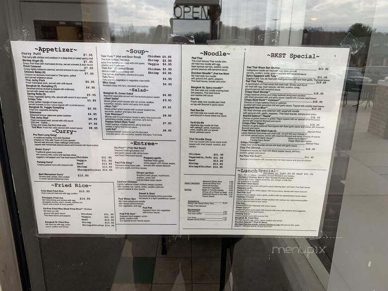 Bangkok Street - Fairfax, VA menu_pic