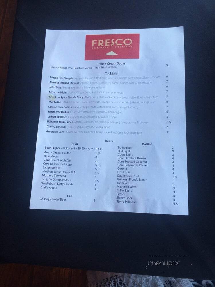Fresco Cafe Pub - Fayetteville, AR menu_pic
